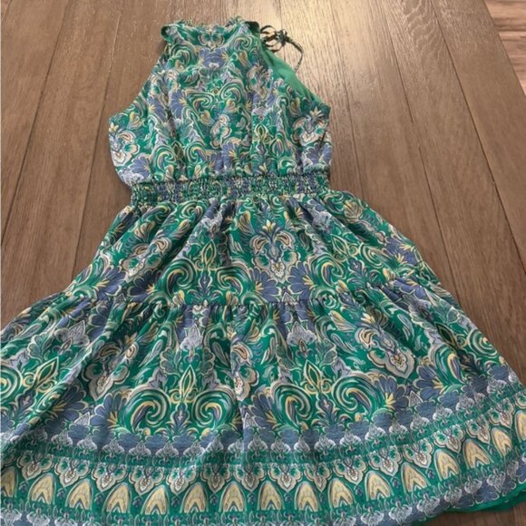 Vince Camuto Green and Blue Patterned Blouse - Picture 1 of 5